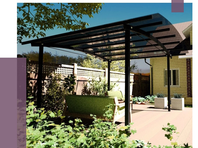 Навесы для террасы в Тольятти от 13186 руб. под ключ | ПРОЛЁТ-Тля